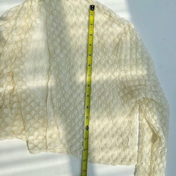 Lace Bolero Cardigan Small Ivory Feminine Fairy Polka Dots Layering - Picture 8 of 8